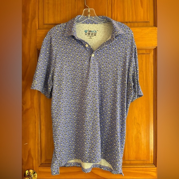 Ibkul Mens Size M Short Sleeve Bottles & Glasses Polo (Modern Fit) Lavender Golf - Picture 1 of 5